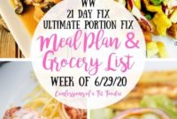 Meal Plan and Grocery List 21 Day Fix WW Plans