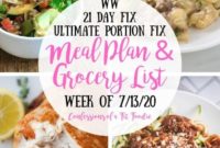Weekly Meal Plan and Shopping List: 21 Day Fix and WW Friendly