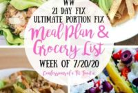 Weekly Meal Plan and Grocery List for July 20 2020 21 Day Fix WW Friendly