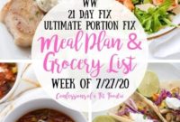 Effortless Meal Plan and Grocery List for 21 Day Fix and WW