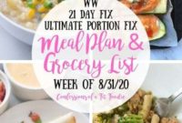 21 Day Fix and WW Meal Plan and Grocery List Week of August 31 2020