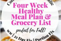 Four Weeks of Healthy Meal Plans and Printable Grocery Lists