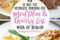 Weekly Meal Plan and Grocery List for 21 Day Fix and WW