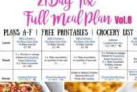 21 Day Fix Meal Plan Volume 8 All Meals All Brackets Free Printables