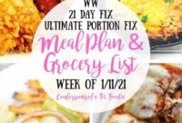 21 Day Fix WW Meal Plan and Grocery List for the Week of January 11 2021