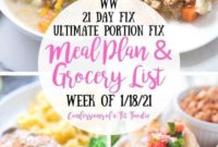 Weekly Meal Plan and Grocery List for 21 Day Fix WW