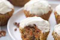 Healthy Carrot Cake Muffins with Lightened Cream Cheese Frosting