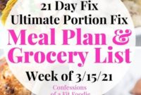 Weekly Meal Plan and Grocery List for 21 Day Fix and WW