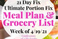 Weekly Meal Plan & Grocery List (April 19, 2021) | 21 Day Fix & WW Meal Plan