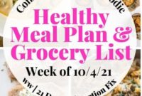 Meal Plan and Grocery List Week of October 4 2021 21 Day Fix and WW Meal Plan
