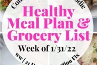 Your Weekly Meal Plan and Grocery List for January 31 2022 21 Day Fix and WW Friendly