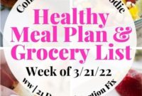 Meal Plan and Grocery List for March 21: 21 Day Fix and WW