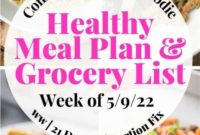 Weekly Meal Plan and Grocery List May 9 2022 21 Day Fix WW Friendly