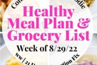 Weekly Meal Plan and Grocery List for 21 Day Fix and WW