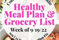 Weekly Meal Plan and Grocery List for 21 Day Fix and WW September 19