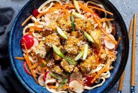 Sweet Chili Glazed Tofu Noodle Salad (Vegan)