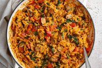 Spicy Vegan Sausage Orzo
