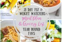 21 Day Fix and Weight Watchers Meal Plan Featuring Year Round Favorites and Grocery List