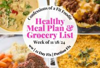 Healthy Weekly Meal Plan for the Week of November 18th 2024