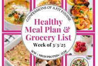 Healthy Weekly Meal Plan Week of 3/3/25