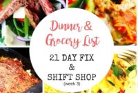 No Yellow Low Carb Dinners Shift Shop Week 3 Meal Plan and Grocery List for 21 Day Fix