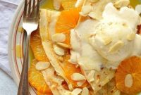 Caramel Orange Pancakes with Almond Ice Cream