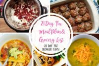 21 Day Fix Meal Plan And Grocery List Featuring 35 Blogger Favorites