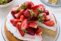 Luscious Vegan Lemon Almond Cake with Coconut Whipped Cream and Macerated Strawberries