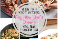 57 Effortless One Skillet Meals Your 21 Day Fix and Weight Watchers Meal Plan with Grocery List
