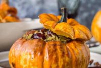 Vegan Mini Pumpkins Stuffed with Cranberry Pecan Rice