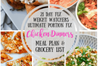 61 Chicken Dinners Meal Plan and Grocery List for 21 Day Fix Weight Watchers Ultimate Portion Fix