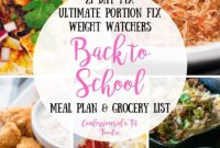 Back to School Meal Plan and Grocery List for 21 Day Fix and Weight Watchers