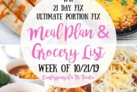 Weekly Meal Plan and Grocery List for 21 Day Fix and WW