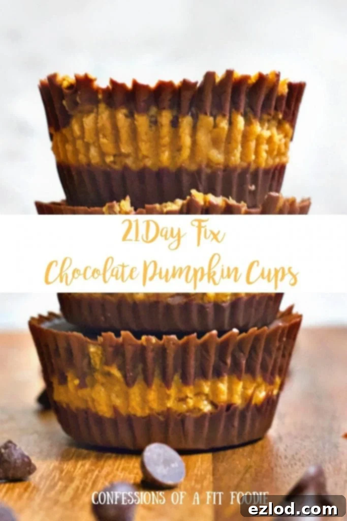 The 21 Day Fix Chocolate pumpkin cups are a clean, delicious treat that blends together my two favorite fall flavors - pumpkin and chocolate! You can use Shakeology or Cocoa Powder to make these 21 Day Fix approved fall treats. #21dayfix #healthytreats #confessionsofafitfoodie