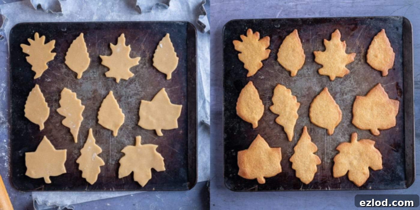 step 3 - baking the leaf cookies.