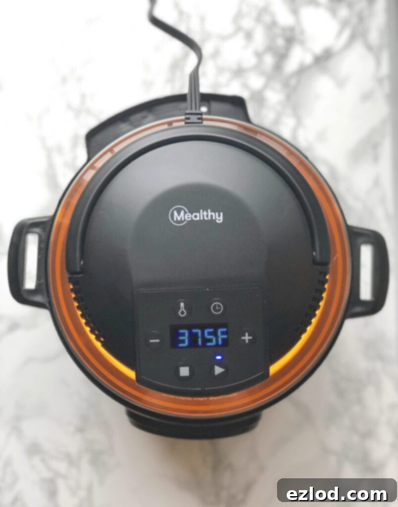 An Instant Pot on a kitchen counter, ready for meal preparation.