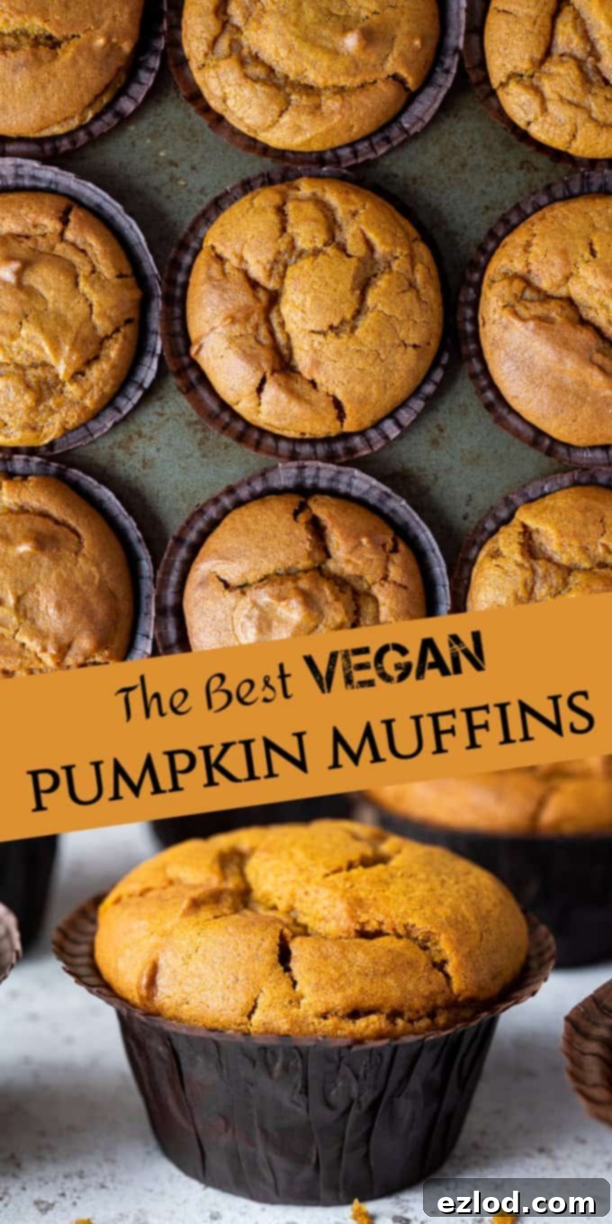 Pinterest optimized image of delicious vegan pumpkin spice muffins.