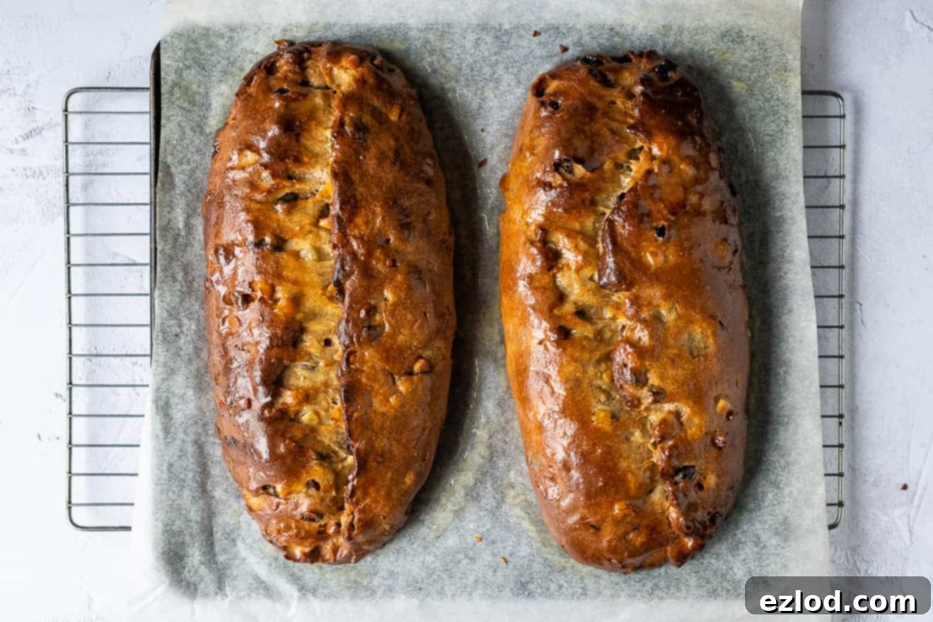 step 7 - the baked stollen brushed with butter