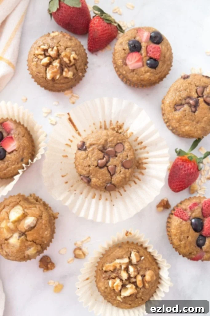 Healthy Banana Oatmeal Blender Muffins arranged on a cooling rack, golden brown and fluffy.