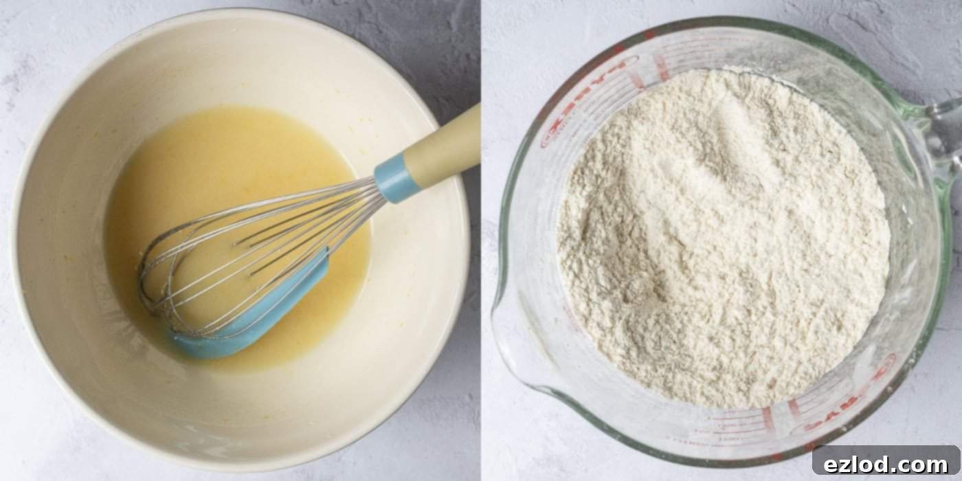 step 1 - mixing the wet and dry ingredients