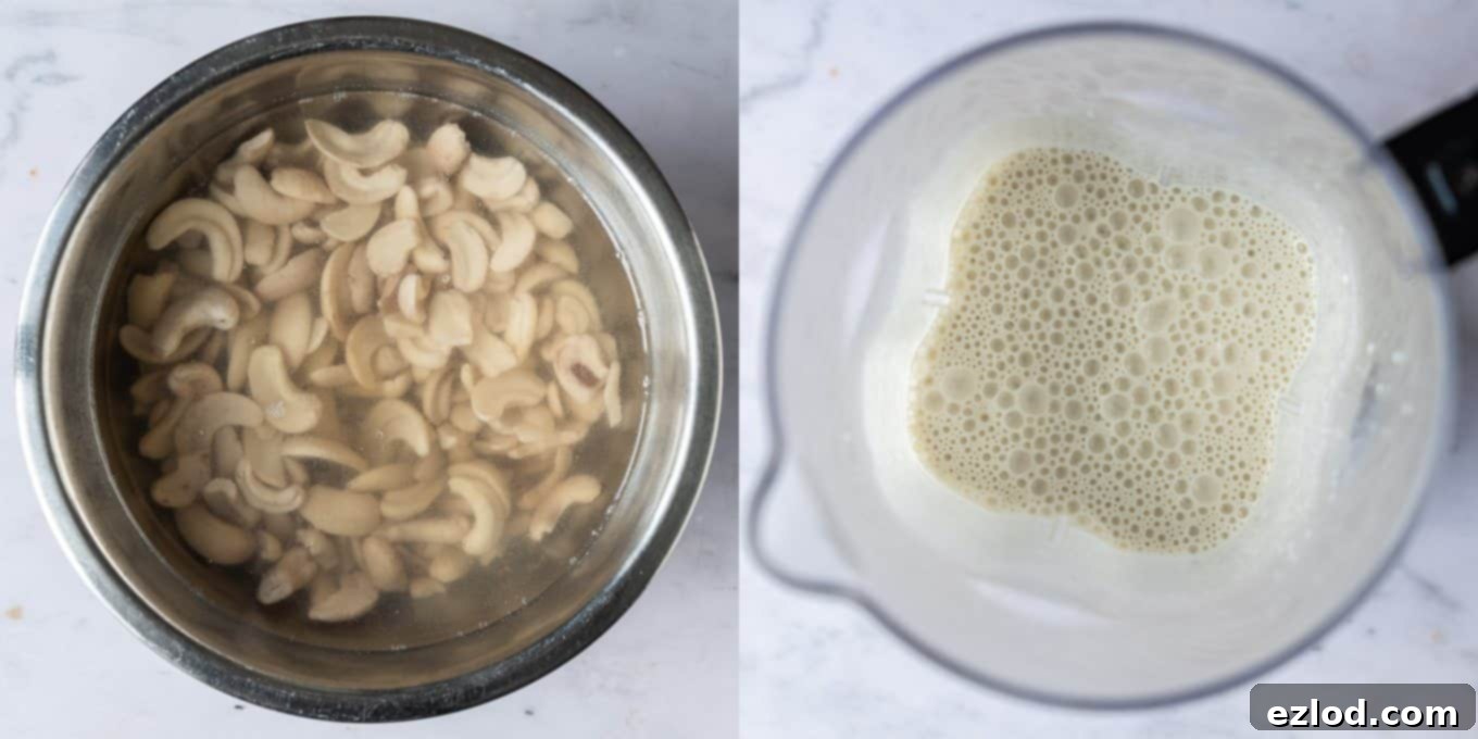 step 2 - blending and soaking the cashews