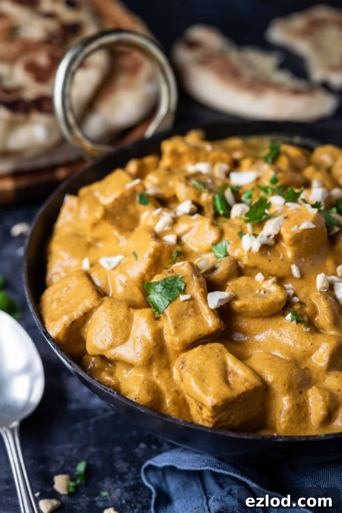 Close up of vegan mushroom and tofu korma