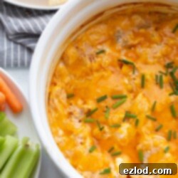 A bowl of Healthy Buffalo Chicken Dip ready to be served.