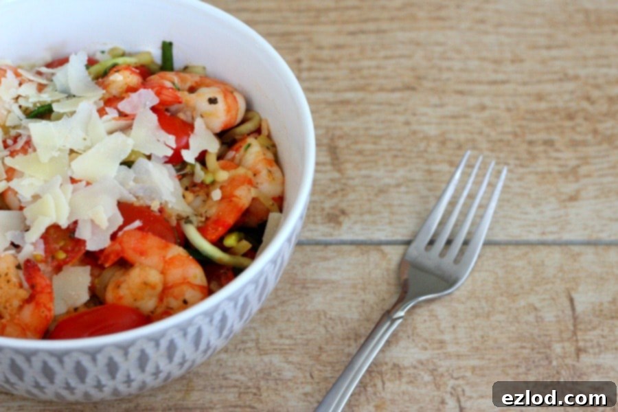Bowl of Shrimp and Zucchini Noodles 