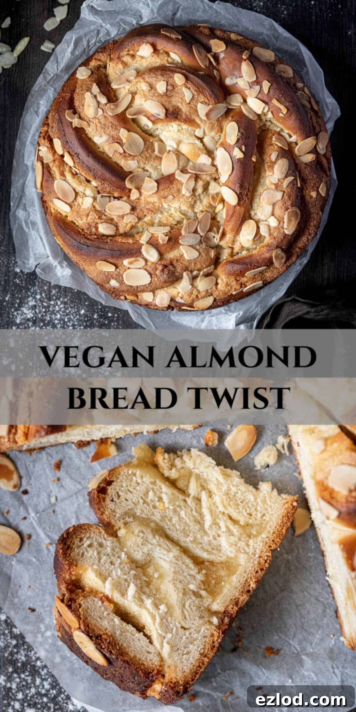Pinterest collage image for Vegan Almond Bread Twist.