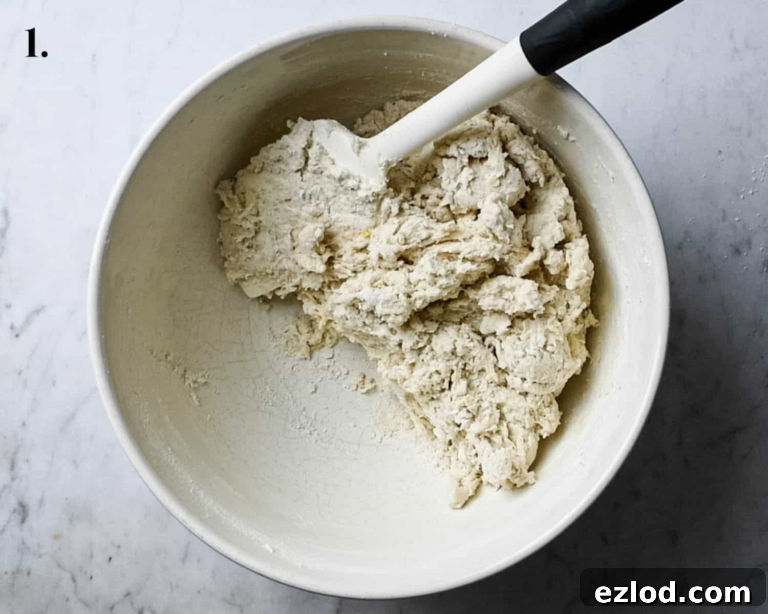 Step 1, the rough dough in a bowl.