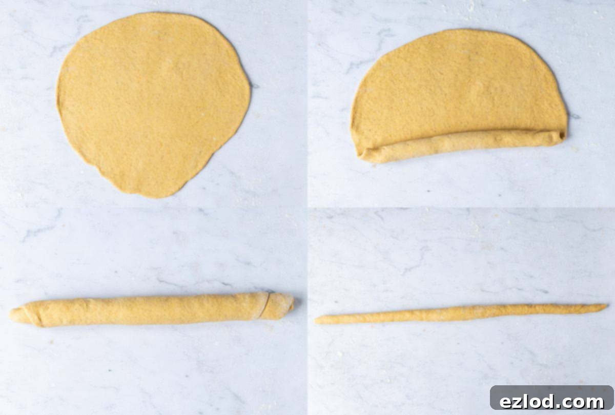 step 4 - shaping the strands of dough.