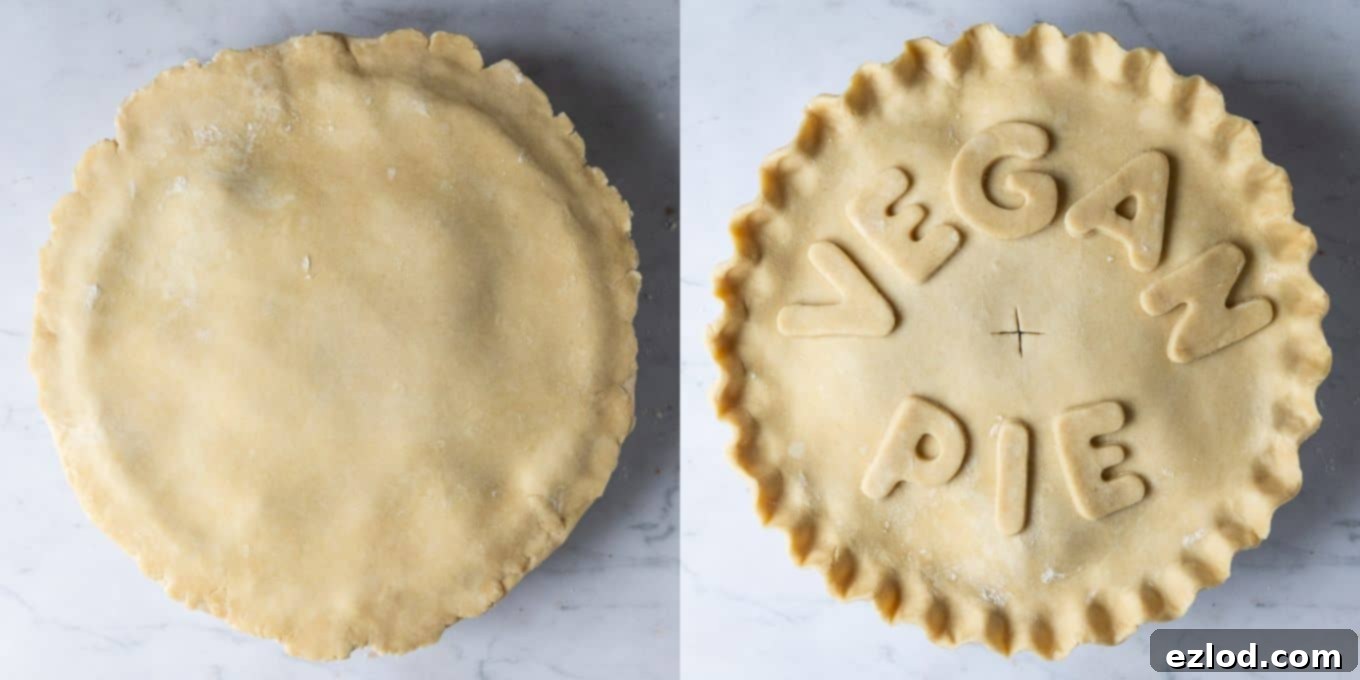 Step 4 - adding the pastry lid and decorating the pie.