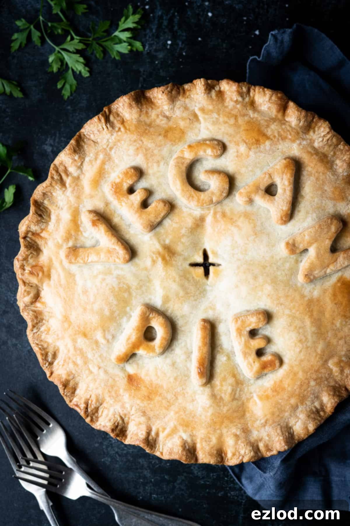 Close up of the top of the pie.