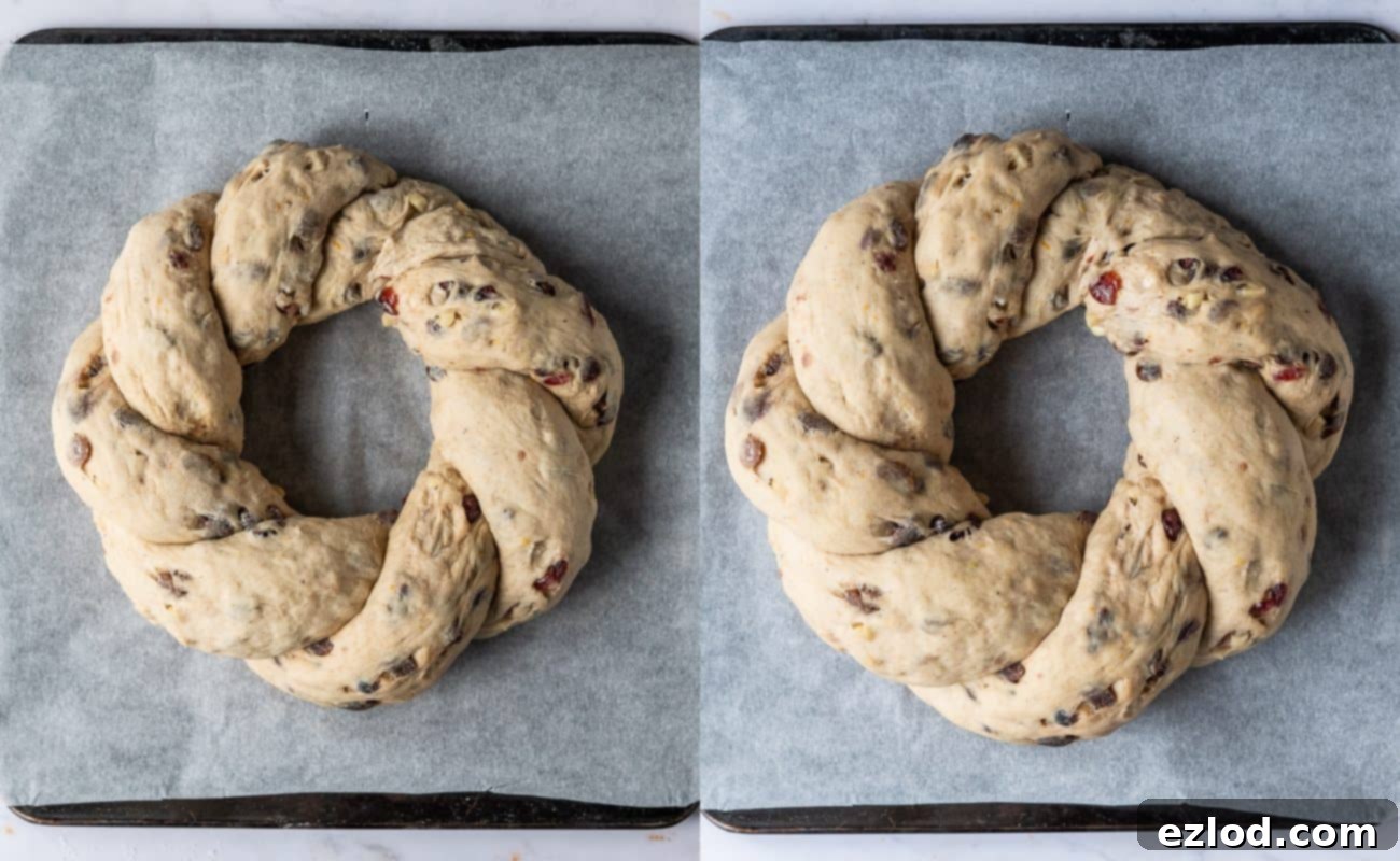 Step 7 - letting the stollen wreath rise.